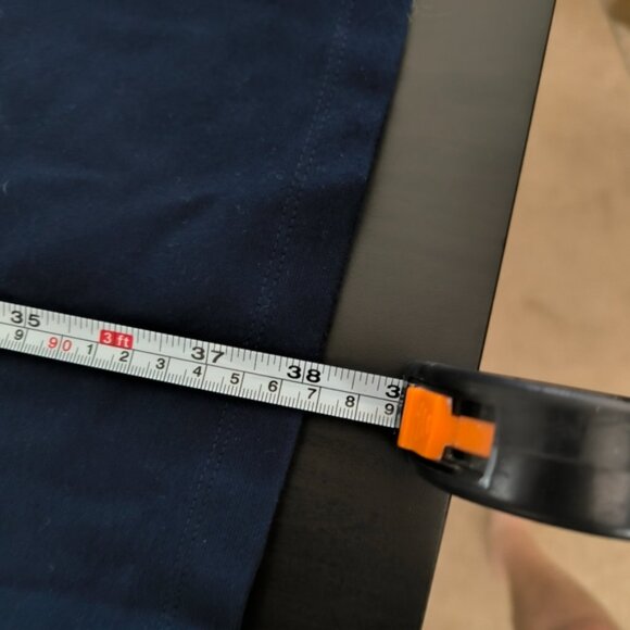 Blue Mini Sheath Dress with Crew Neck and Cuffed Sleeves - Picture 9 of 10